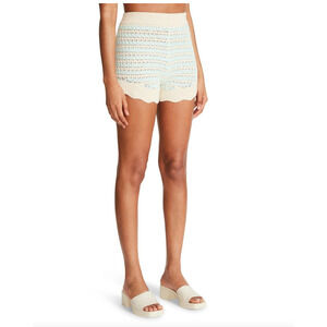 BB Dakota Steve Madden High Waist Blue & Cream Crochet Shorts Medium NWT